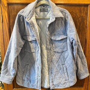 BlankNYC Quilted Corduroy Jacket Light Blue Snap Front